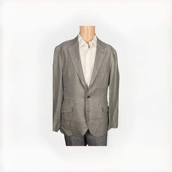 Brunello Cucinelli Linen Wool Silk Taupe Textured Sport Jacket IT 52/ US 42